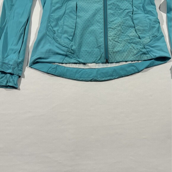 Women Lululemon Windbreaker Track Running Jacket Blue Zip Pocket Sz 6 Flaw - Picture 5 of 16